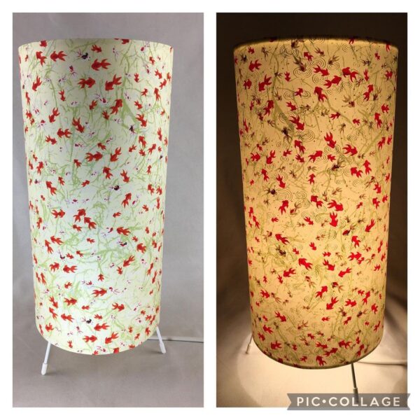 Table lamp 34 cm high x 15 cm wide made with hand silk scree...