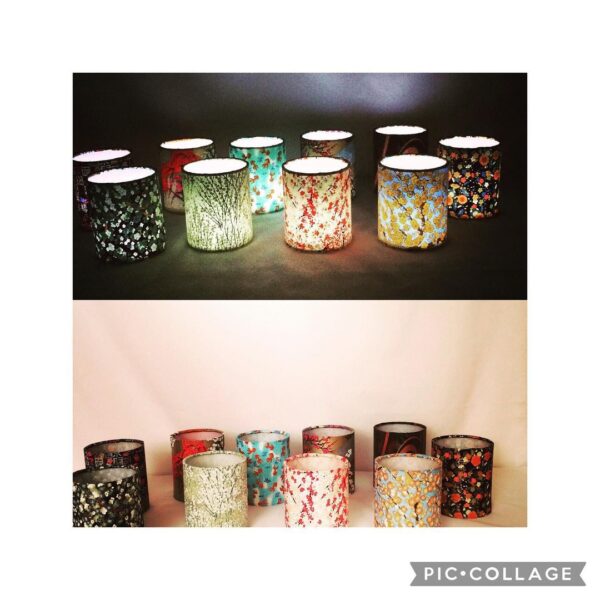 Lots of little lanterns 12 x10 cm with an led candle inside....