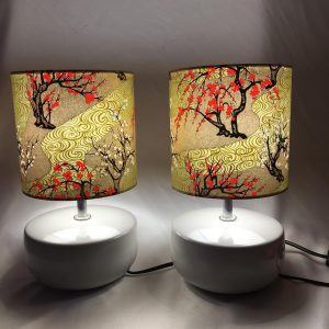 A gorgeous cherry blossom design on these two lampshades rec...