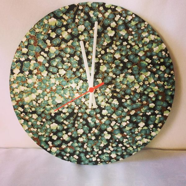 30 cm diameter clock handmade with hand printed Japanese Chi...