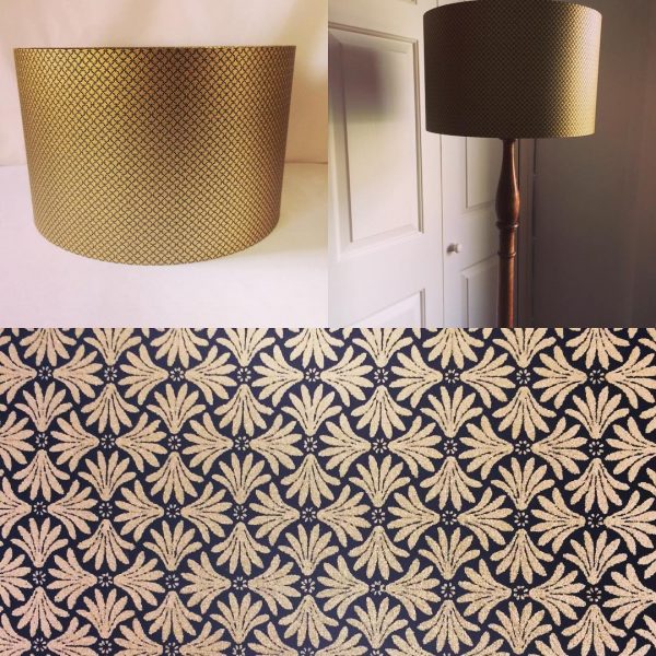 40 cm drum lampshade hand made with hand printed Japanese Ch...