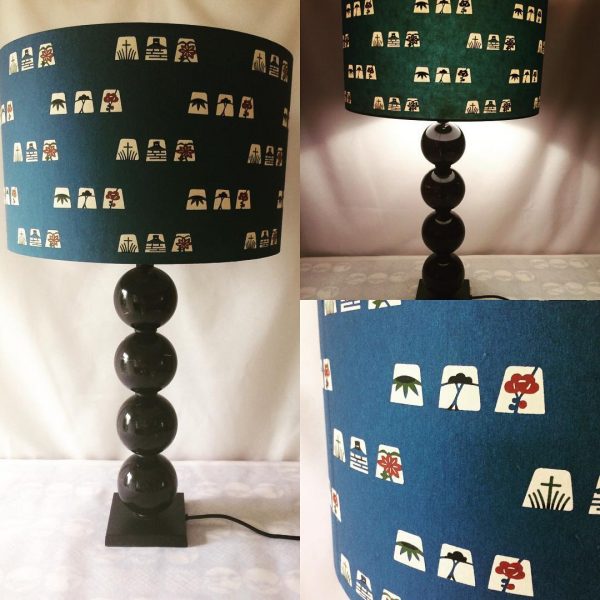 40 cm lampshade made from Katazomi-shi, a hand stencilled pa...