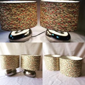 A pair of oval lampshade's handmade from Japanese Chiyogami ...