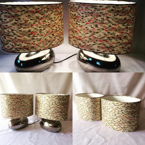 A pair of oval lampshade's handmade from Japanese Chiyogami ...
