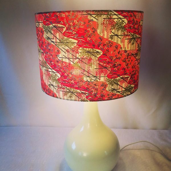 Back in stock! 30 cm drum lampshade made from hand printed J...