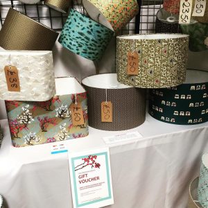 Big lampshade corner at Art in the Pen, Thirsk Auction Mart,...