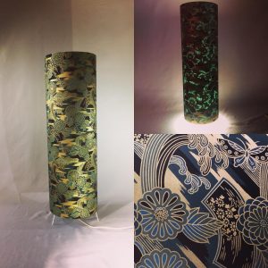 Floorlamp handmade with hand printed Japanese Chiyogami pape...