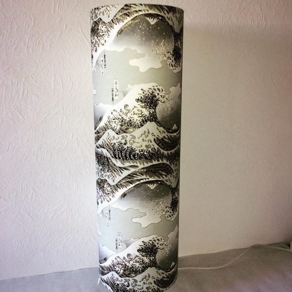 Hokusai's Wave. Handmade floor lamp 70 cm high 20 cm diamete...