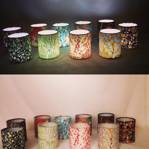 Little lanterns made from hand printed Japanese Chiyogami pa...