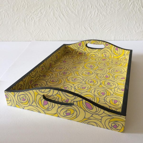 This tray covered with Japanese Chiyogami paper is 26 cm lon...